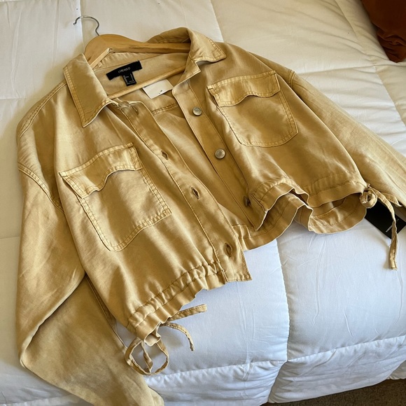 Cropped Drawstring Twill Jacket - Picture 5 of 5